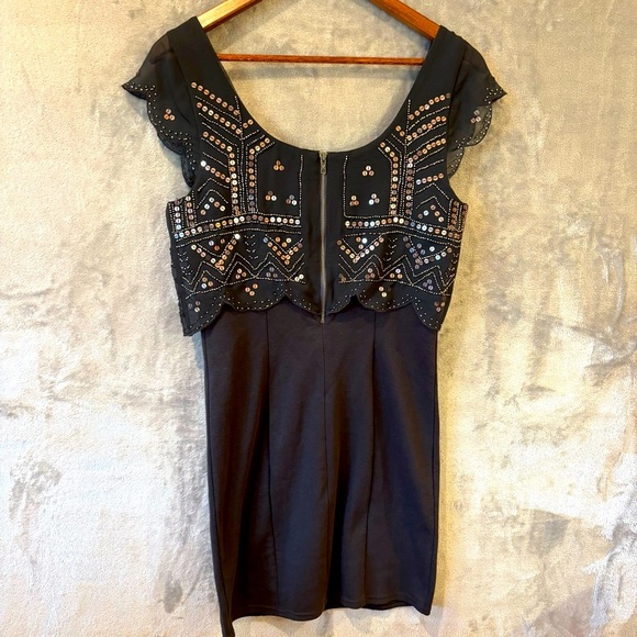 American Eagle Dress Sz S Sheer Overlay of Silver Beads/Confetti Whimsigoth NWT - Picture 1 of 7